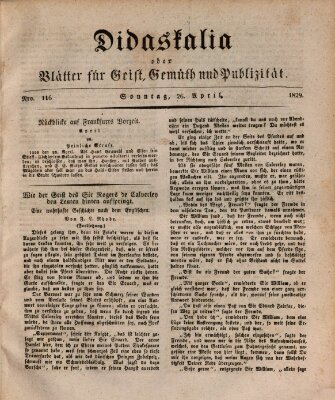 Didaskalia oder Blätter für Geist, Gemüth und Publizität (Didaskalia) Sonntag 26. April 1829