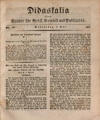 Didaskalia oder Blätter für Geist, Gemüth und Publizität (Didaskalia) Donnerstag 7. Mai 1829