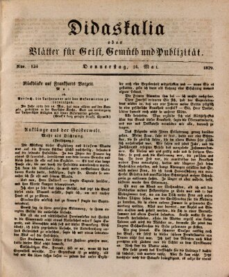 Didaskalia oder Blätter für Geist, Gemüth und Publizität (Didaskalia) Donnerstag 14. Mai 1829