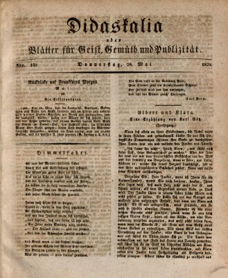 Didaskalia oder Blätter für Geist, Gemüth und Publizität (Didaskalia) Donnerstag 28. Mai 1829