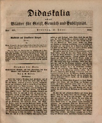 Didaskalia oder Blätter für Geist, Gemüth und Publizität (Didaskalia) Freitag 12. Juni 1829