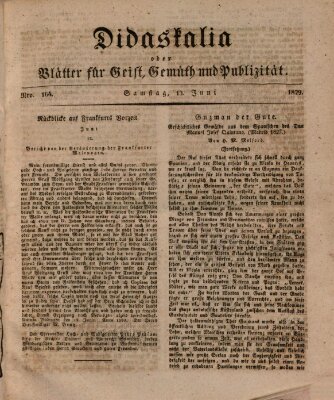 Didaskalia oder Blätter für Geist, Gemüth und Publizität (Didaskalia) Samstag 13. Juni 1829