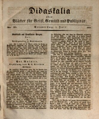 Didaskalia oder Blätter für Geist, Gemüth und Publizität (Didaskalia) Donnerstag 2. Juli 1829