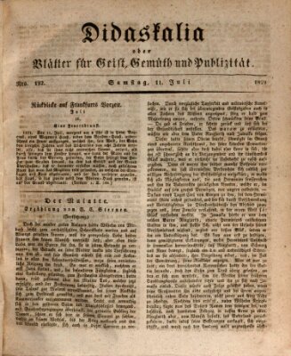 Didaskalia oder Blätter für Geist, Gemüth und Publizität (Didaskalia) Samstag 11. Juli 1829