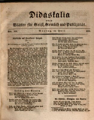 Didaskalia oder Blätter für Geist, Gemüth und Publizität (Didaskalia) Montag 13. Juli 1829