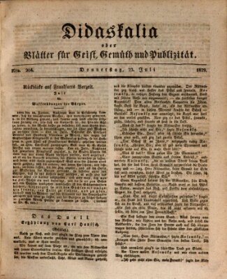 Didaskalia oder Blätter für Geist, Gemüth und Publizität (Didaskalia) Donnerstag 23. Juli 1829