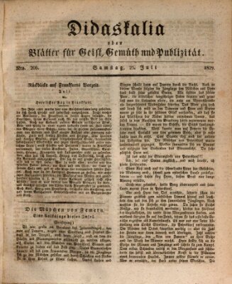 Didaskalia oder Blätter für Geist, Gemüth und Publizität (Didaskalia) Samstag 25. Juli 1829