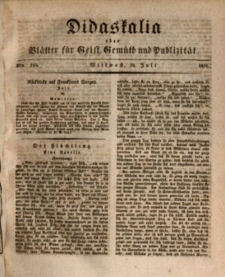 Didaskalia oder Blätter für Geist, Gemüth und Publizität (Didaskalia) Mittwoch 29. Juli 1829