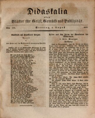 Didaskalia oder Blätter für Geist, Gemüth und Publizität (Didaskalia) Sonntag 9. August 1829