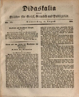 Didaskalia oder Blätter für Geist, Gemüth und Publizität (Didaskalia) Donnerstag 13. August 1829