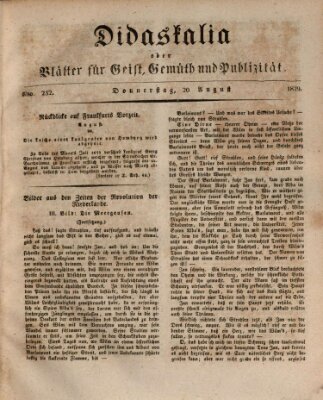 Didaskalia oder Blätter für Geist, Gemüth und Publizität (Didaskalia) Donnerstag 20. August 1829