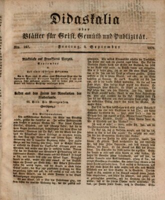 Didaskalia oder Blätter für Geist, Gemüth und Publizität (Didaskalia) Freitag 4. September 1829