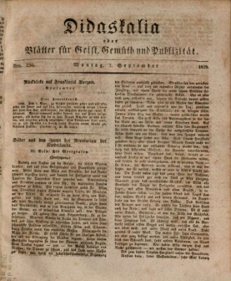 Didaskalia oder Blätter für Geist, Gemüth und Publizität (Didaskalia) Montag 7. September 1829