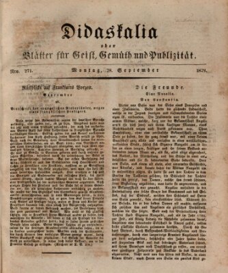 Didaskalia oder Blätter für Geist, Gemüth und Publizität (Didaskalia) Montag 28. September 1829