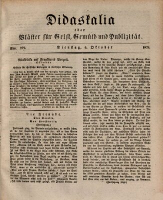 Didaskalia oder Blätter für Geist, Gemüth und Publizität (Didaskalia) Dienstag 6. Oktober 1829