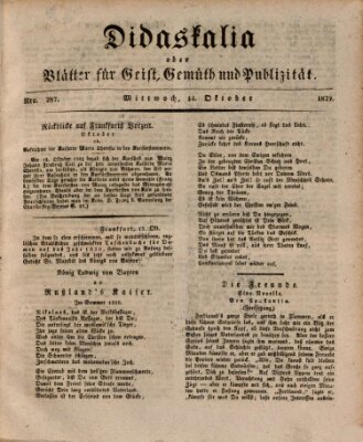 Didaskalia oder Blätter für Geist, Gemüth und Publizität (Didaskalia) Mittwoch 14. Oktober 1829