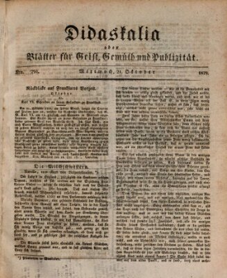 Didaskalia oder Blätter für Geist, Gemüth und Publizität (Didaskalia) Mittwoch 21. Oktober 1829