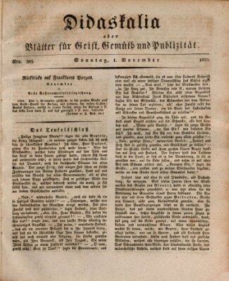 Didaskalia oder Blätter für Geist, Gemüth und Publizität (Didaskalia) Sonntag 1. November 1829