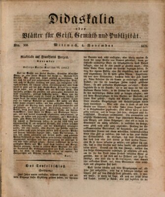 Didaskalia oder Blätter für Geist, Gemüth und Publizität (Didaskalia) Mittwoch 4. November 1829