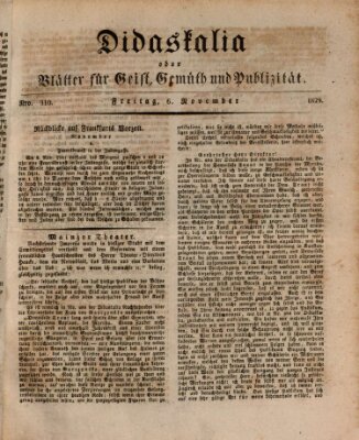Didaskalia oder Blätter für Geist, Gemüth und Publizität (Didaskalia) Freitag 6. November 1829