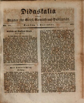 Didaskalia oder Blätter für Geist, Gemüth und Publizität (Didaskalia) Samstag 7. November 1829