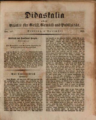 Didaskalia oder Blätter für Geist, Gemüth und Publizität (Didaskalia) Sonntag 8. November 1829