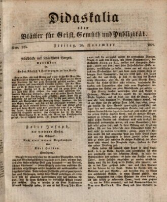 Didaskalia oder Blätter für Geist, Gemüth und Publizität (Didaskalia) Freitag 20. November 1829