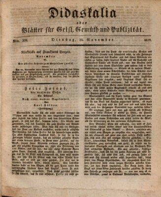 Didaskalia oder Blätter für Geist, Gemüth und Publizität (Didaskalia) Dienstag 24. November 1829