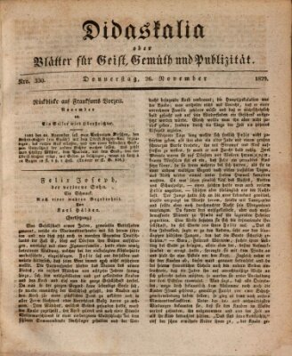 Didaskalia oder Blätter für Geist, Gemüth und Publizität (Didaskalia) Donnerstag 26. November 1829