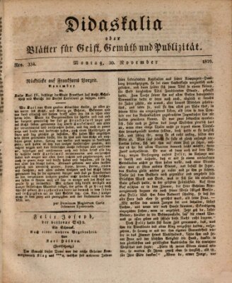 Didaskalia oder Blätter für Geist, Gemüth und Publizität (Didaskalia) Montag 30. November 1829