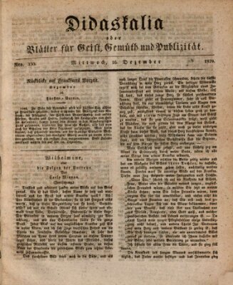 Didaskalia oder Blätter für Geist, Gemüth und Publizität (Didaskalia) Mittwoch 16. Dezember 1829