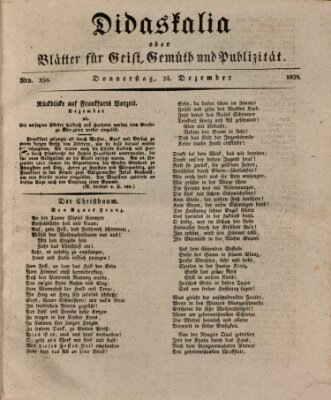 Didaskalia oder Blätter für Geist, Gemüth und Publizität (Didaskalia) Donnerstag 24. Dezember 1829