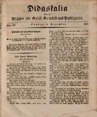 Didaskalia oder Blätter für Geist, Gemüth und Publizität (Didaskalia) Samstag 26. Dezember 1829