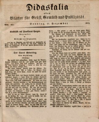 Didaskalia oder Blätter für Geist, Gemüth und Publizität (Didaskalia) Sonntag 27. Dezember 1829