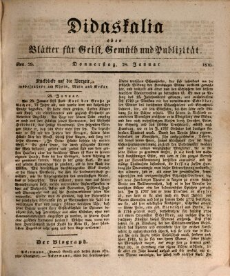 Didaskalia oder Blätter für Geist, Gemüth und Publizität (Didaskalia) Donnerstag 28. Januar 1830