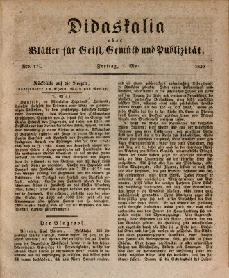 Didaskalia oder Blätter für Geist, Gemüth und Publizität (Didaskalia) Freitag 7. Mai 1830