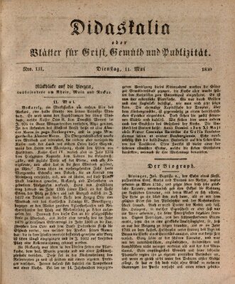 Didaskalia oder Blätter für Geist, Gemüth und Publizität (Didaskalia) Dienstag 11. Mai 1830