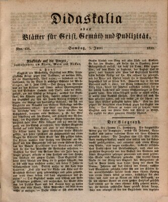 Didaskalia oder Blätter für Geist, Gemüth und Publizität (Didaskalia) Samstag 5. Juni 1830