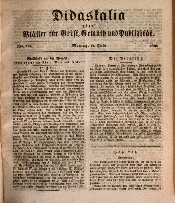 Didaskalia oder Blätter für Geist, Gemüth und Publizität (Didaskalia) Montag 12. Juli 1830