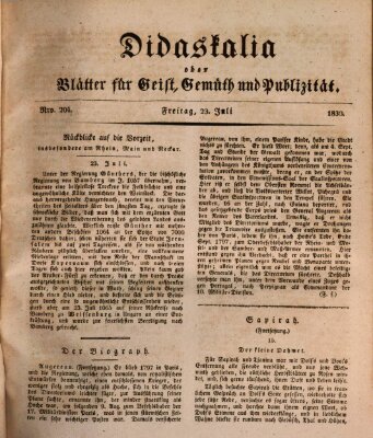 Didaskalia oder Blätter für Geist, Gemüth und Publizität (Didaskalia) Freitag 23. Juli 1830