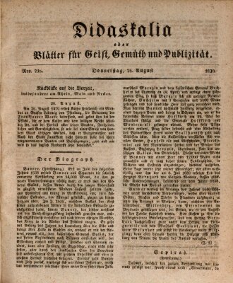 Didaskalia oder Blätter für Geist, Gemüth und Publizität (Didaskalia) Donnerstag 26. August 1830