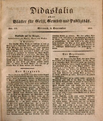 Didaskalia oder Blätter für Geist, Gemüth und Publizität (Didaskalia) Mittwoch 8. September 1830