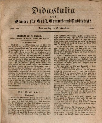 Didaskalia oder Blätter für Geist, Gemüth und Publizität (Didaskalia) Donnerstag 9. September 1830