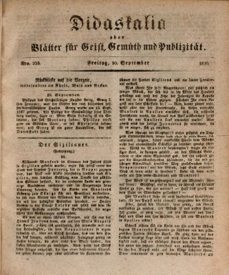 Didaskalia oder Blätter für Geist, Gemüth und Publizität (Didaskalia) Freitag 10. September 1830