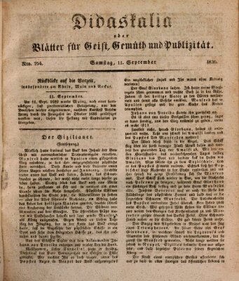 Didaskalia oder Blätter für Geist, Gemüth und Publizität (Didaskalia) Samstag 11. September 1830