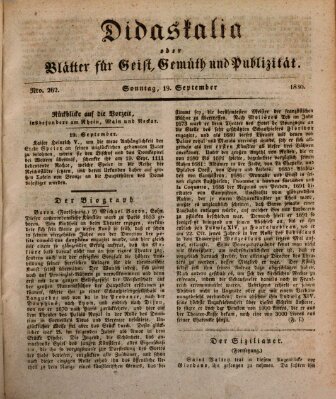 Didaskalia oder Blätter für Geist, Gemüth und Publizität (Didaskalia) Sonntag 19. September 1830
