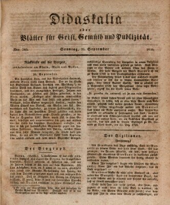 Didaskalia oder Blätter für Geist, Gemüth und Publizität (Didaskalia) Sonntag 26. September 1830