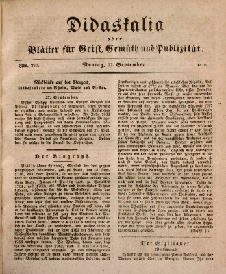Didaskalia oder Blätter für Geist, Gemüth und Publizität (Didaskalia) Montag 27. September 1830