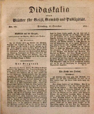 Didaskalia oder Blätter für Geist, Gemüth und Publizität (Didaskalia) Dienstag 12. Oktober 1830