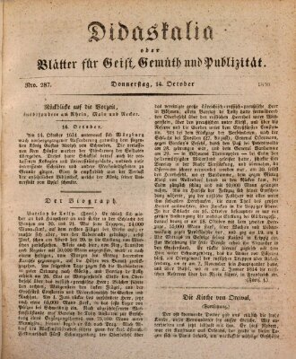 Didaskalia oder Blätter für Geist, Gemüth und Publizität (Didaskalia) Donnerstag 14. Oktober 1830